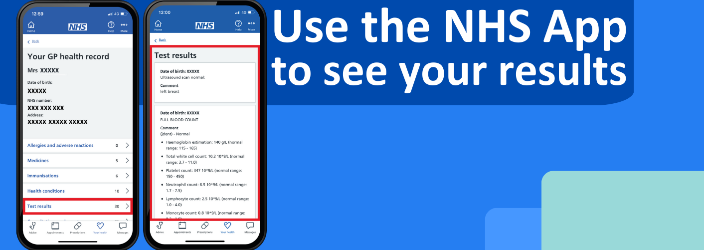 Use the NHS APP to view your results